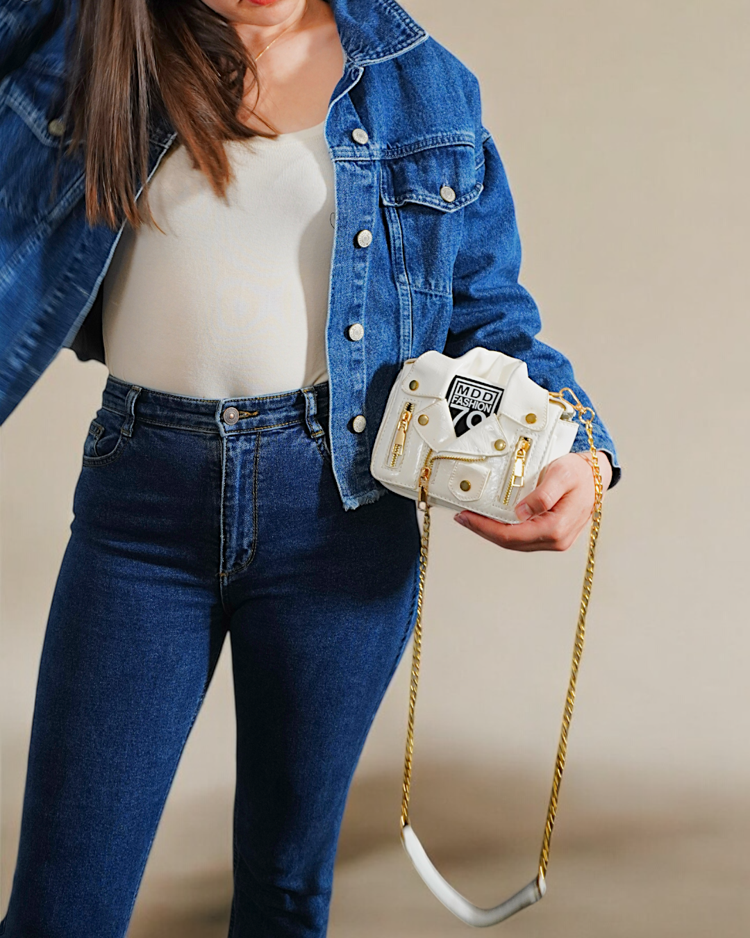 NOVA Mini Leather Crossbody Bag with Chain Strap