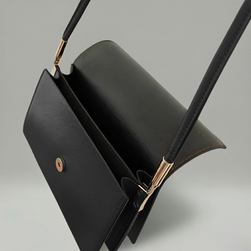 SOHO - Sac à bandoulière élégant en cuir - Noir classique et marron terre cuite
