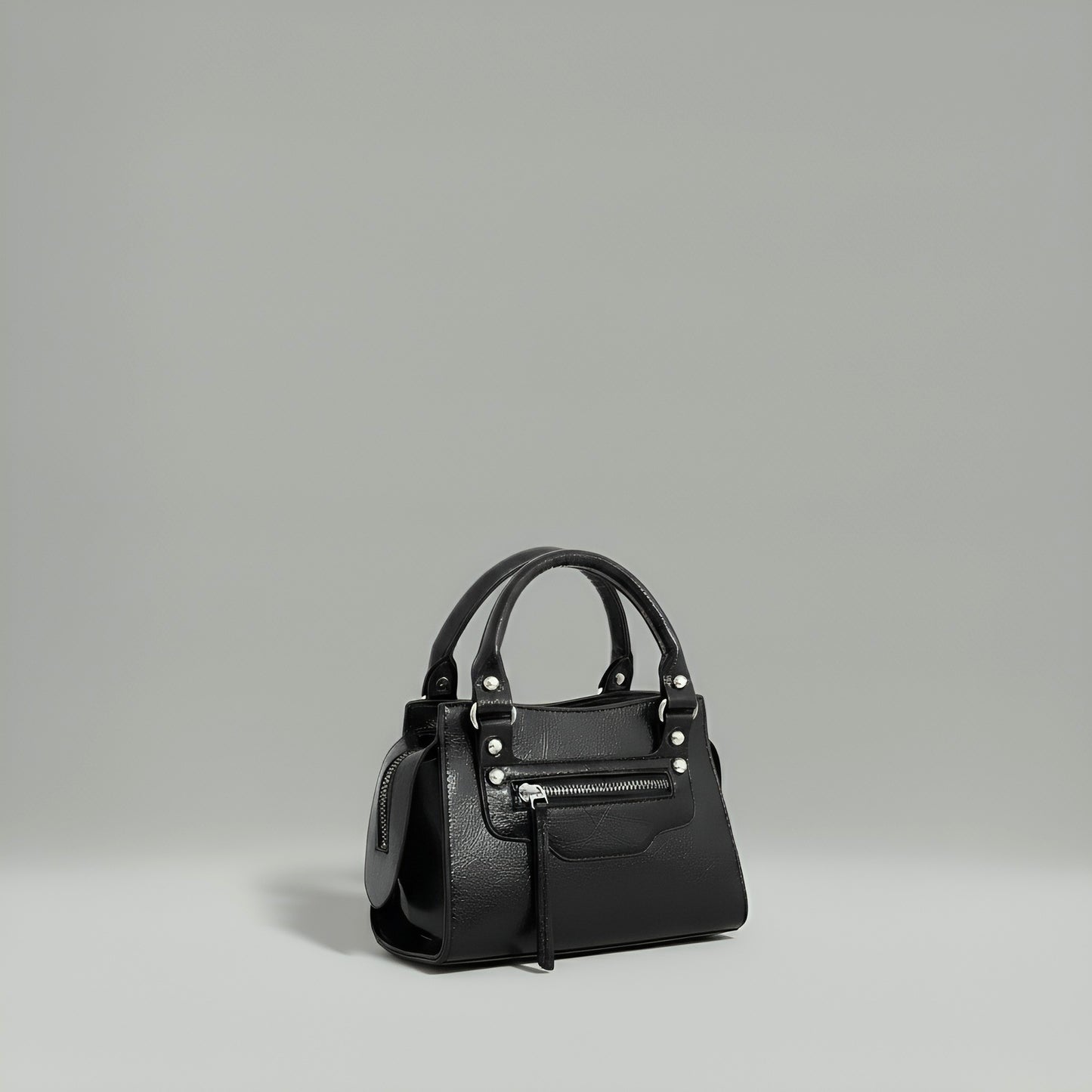 NOIR - Mini sac en toile compact en cuir vegan