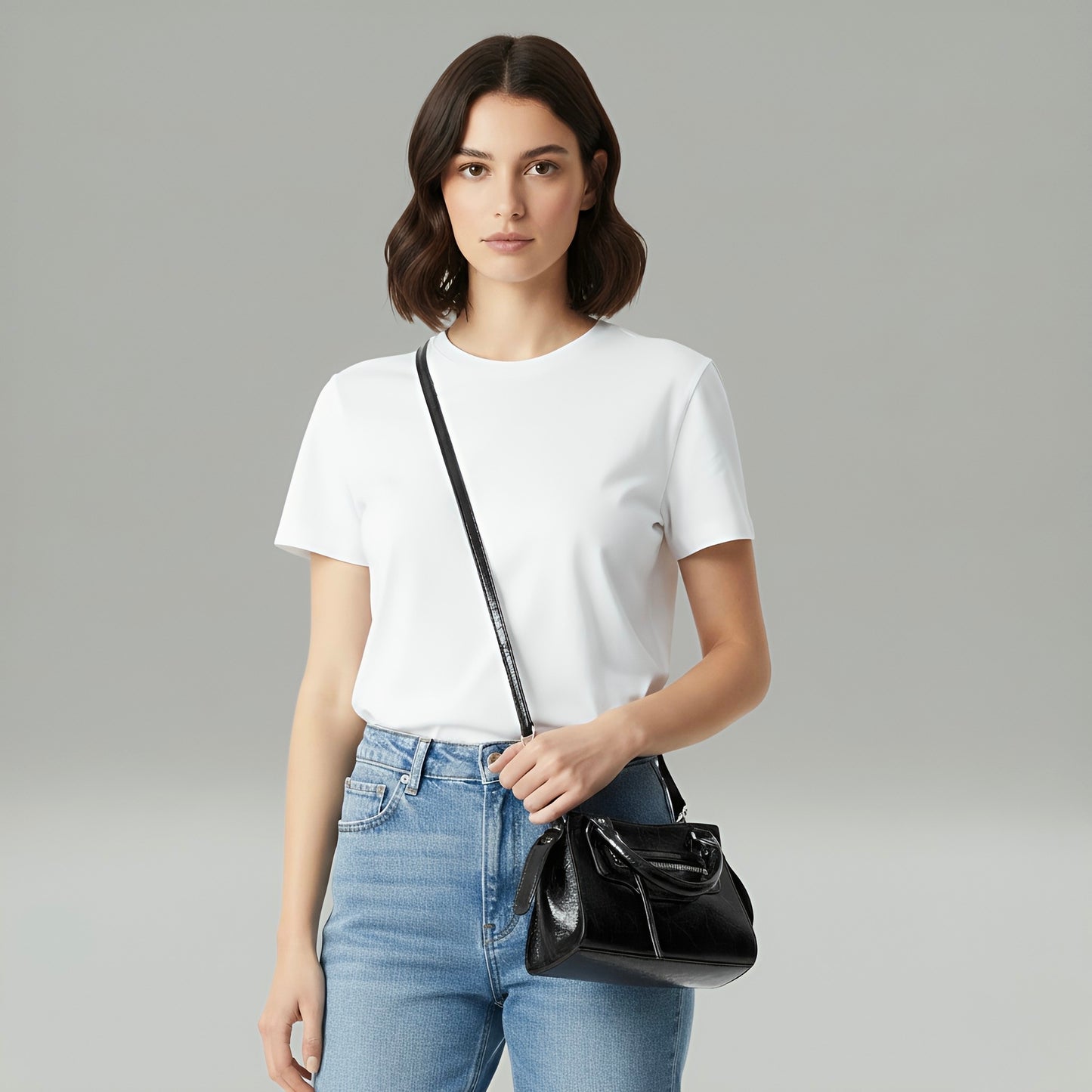 NOIR - Mini sac en toile compact en cuir vegan