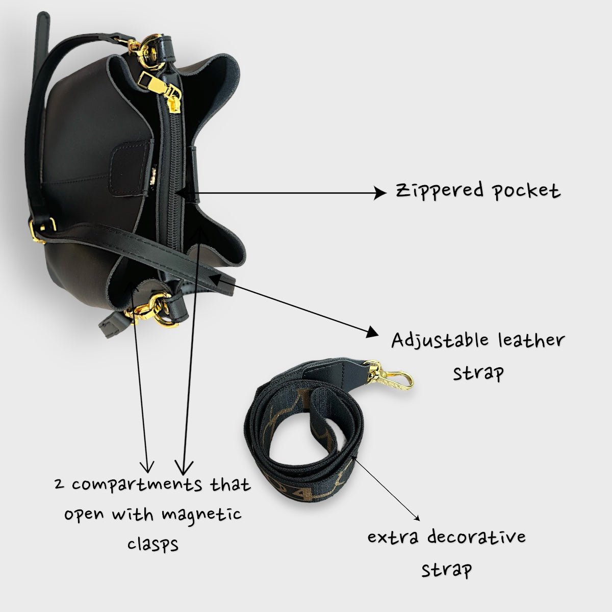 Leather crossbody bag Long strap bags for women High quality handbag (Luna handbag by Rotta)