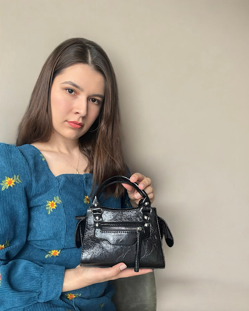 NOIR - Compact Vegan Leather Mini Canvas Bag