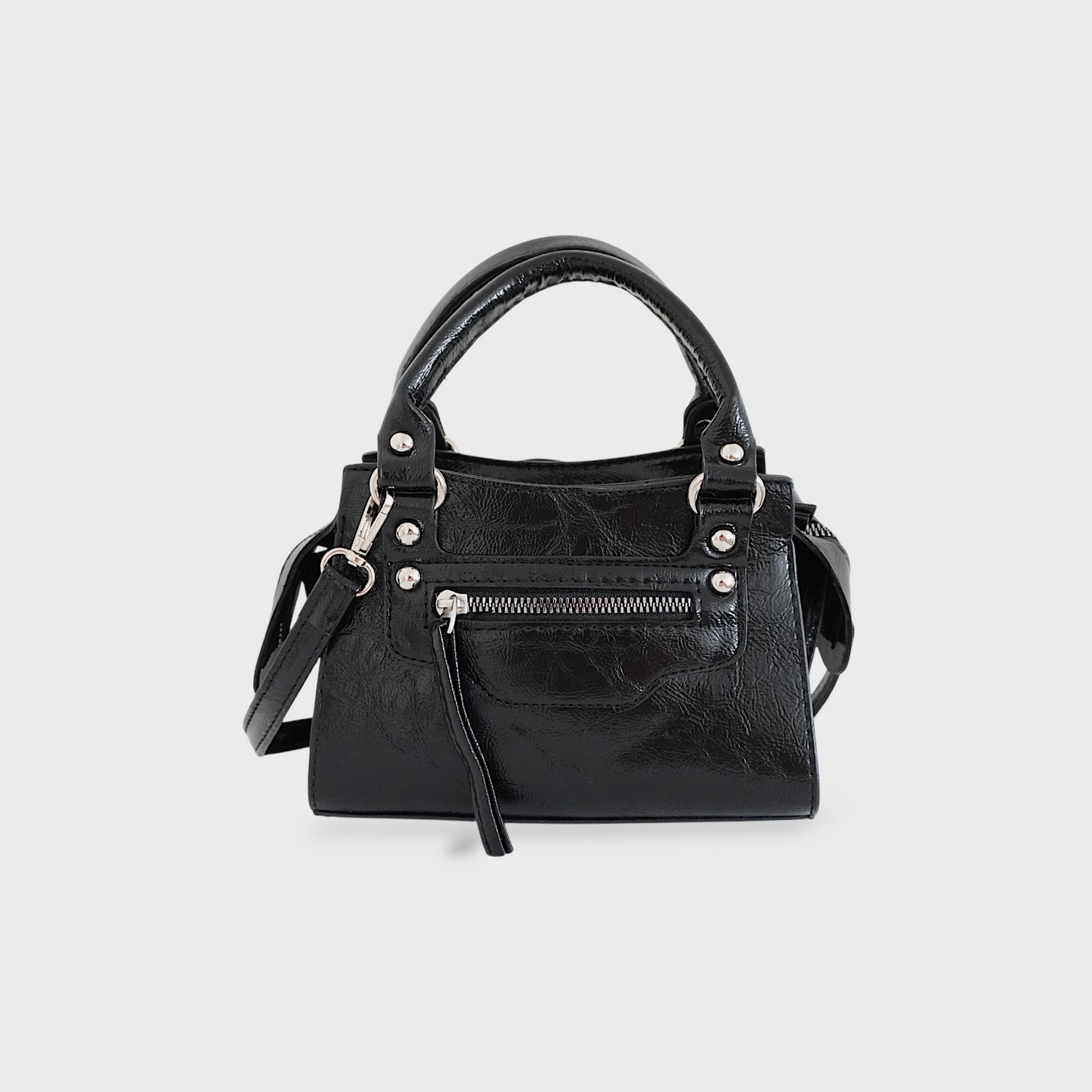 NOIR - Mini sac en toile compact en cuir vegan