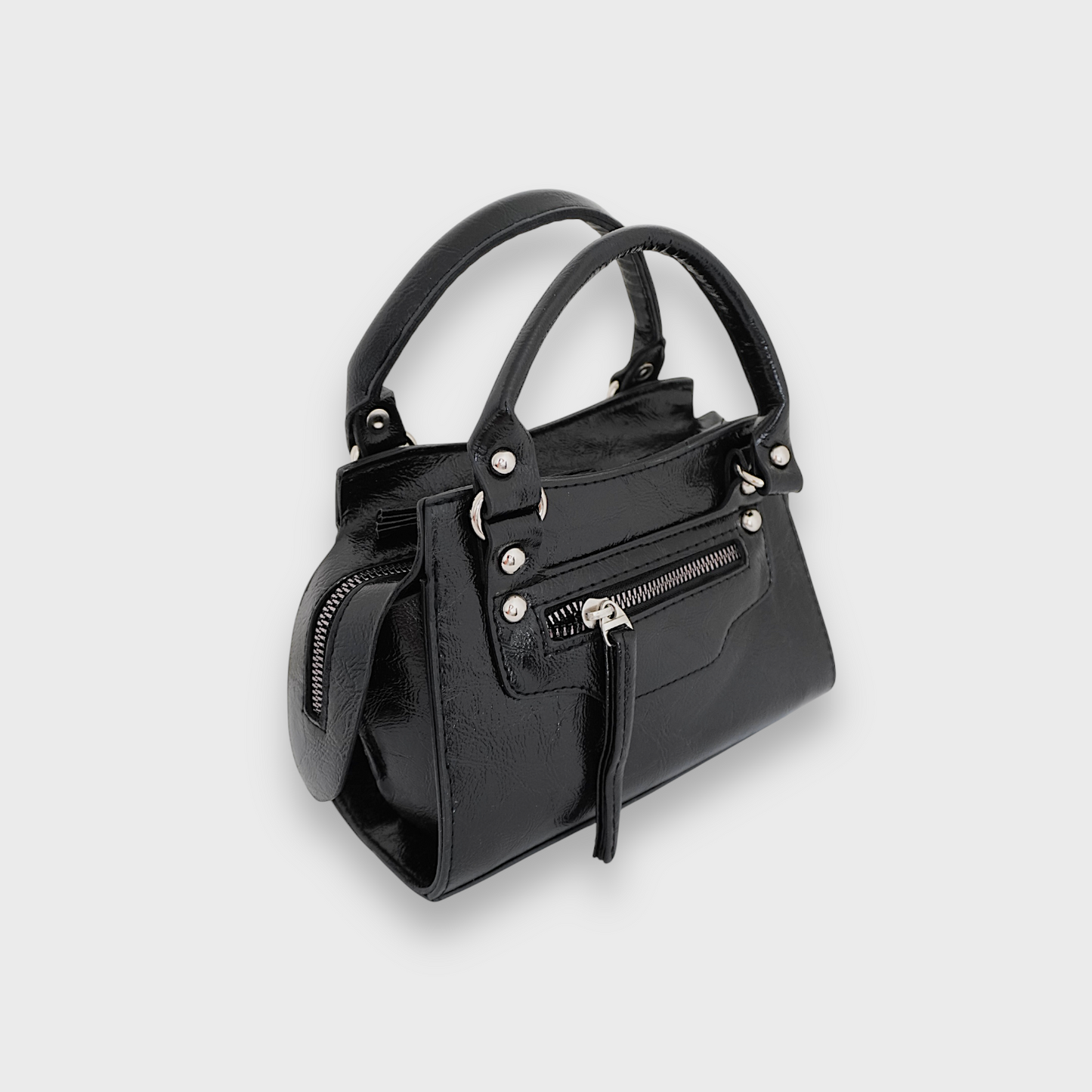 NOIR - Mini sac en toile compact en cuir vegan