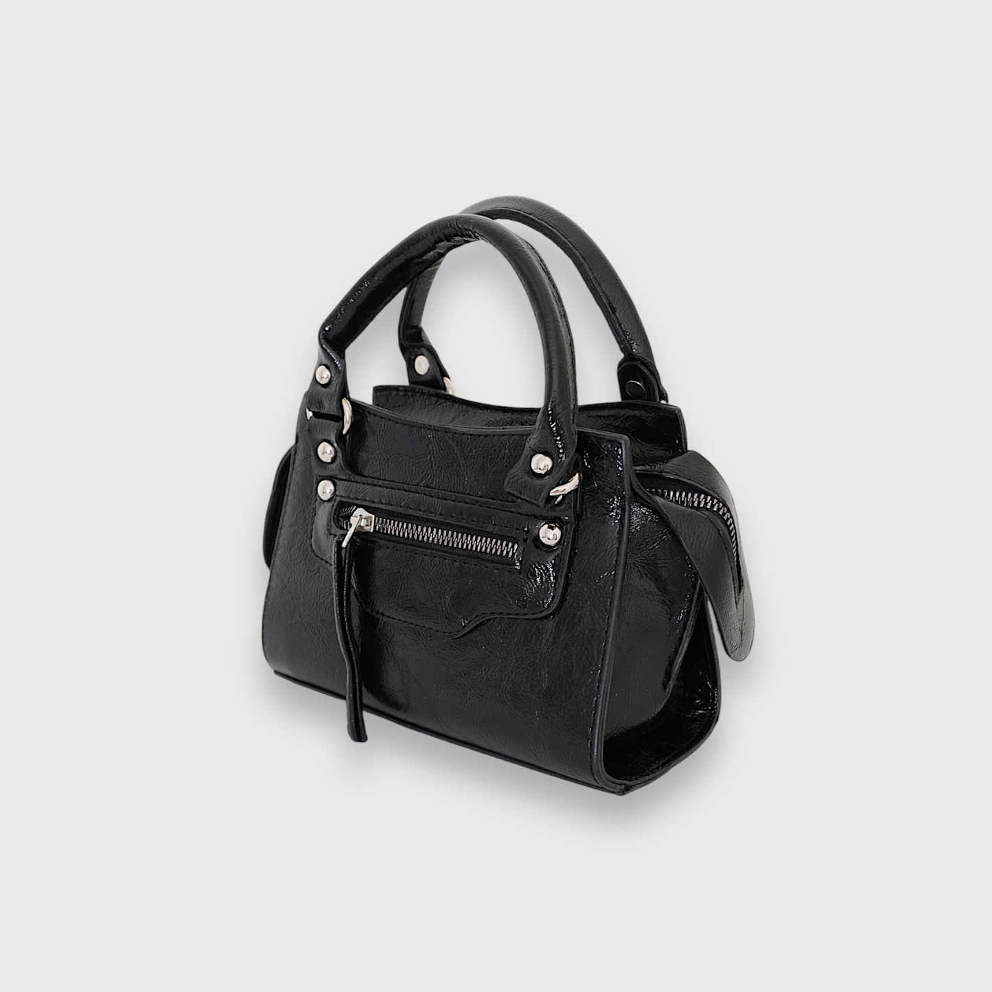 NOIR - Mini sac en toile compact en cuir vegan