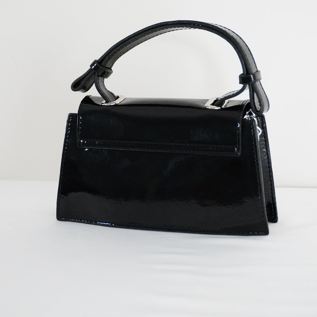 CHERRY - Glossy Chic Mini Leather Crossbody Bag - Cherry Red & Black