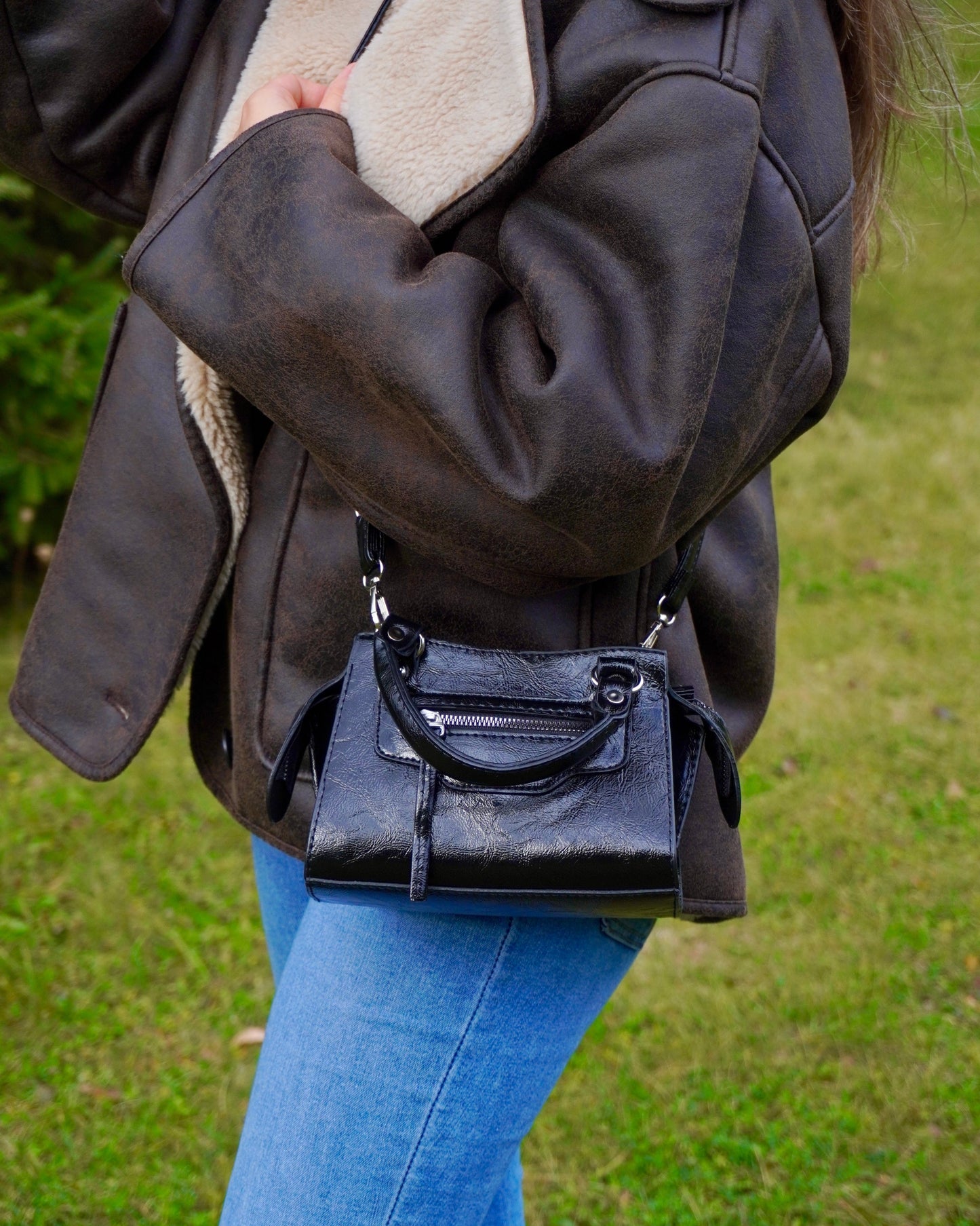 NOIR - Mini sac en toile compact en cuir vegan