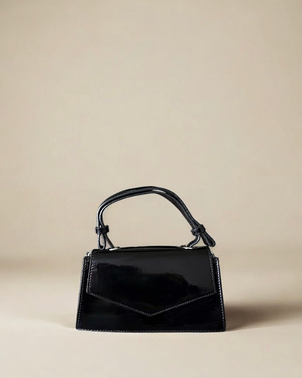 CHERRY - Glossy Chic Mini Leather Crossbody Bag - Cherry Red & Black