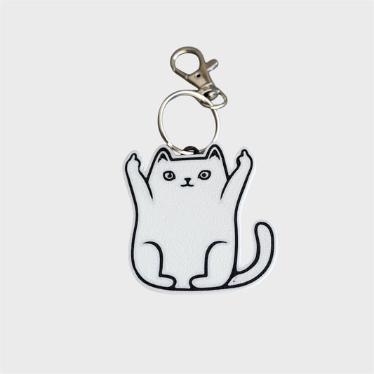 Sassy Cat Bag Charm – Middle Finger Gesture with Cute Style