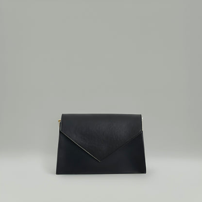 SOHO - Elegant Leather Envelope Crossbody Bag – Classic Black & Terracotta Brown
