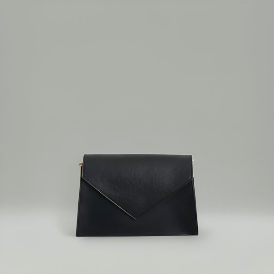 SOHO - Elegant Leather Envelope Crossbody Bag – Classic Black & Terracotta Brown