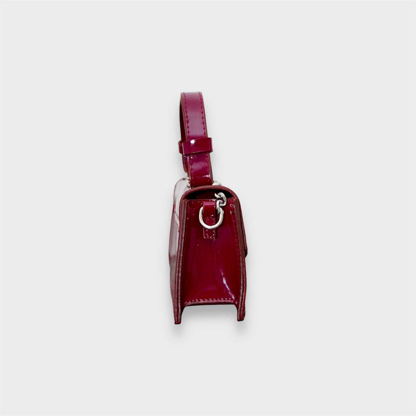 CHERRY - Mini sac bandoulière en cuir brillant et chic - Rouge cerise et noir