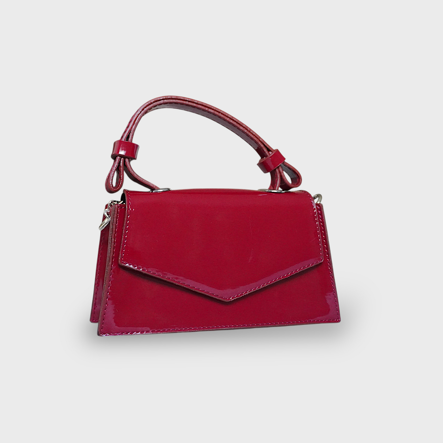 CHERRY - Mini sac bandoulière en cuir brillant et chic - Rouge cerise et noir