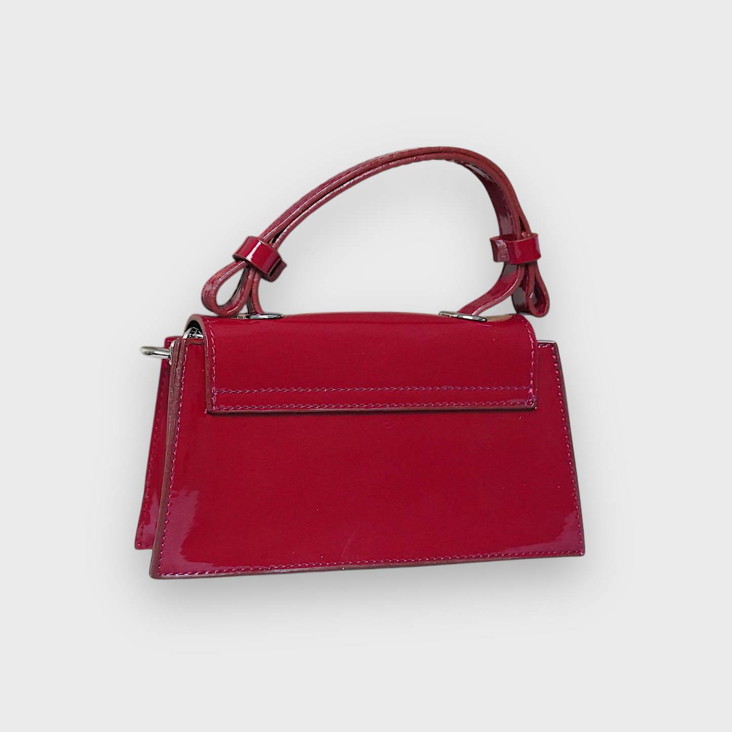 CHERRY - Mini sac bandoulière en cuir brillant et chic - Rouge cerise et noir