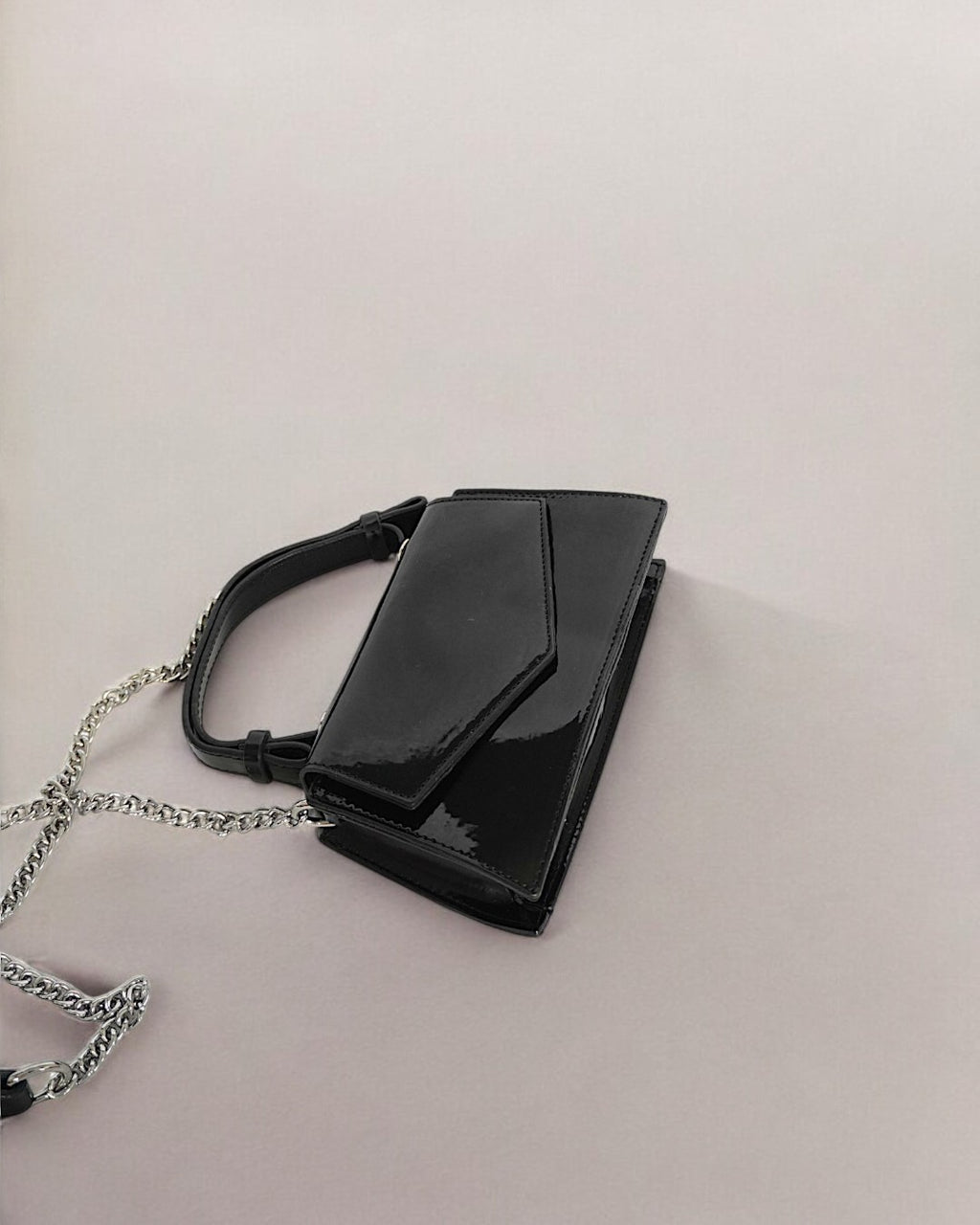 CHERRY - Glossy Chic Mini Leather Crossbody Bag - Cherry Red & Black