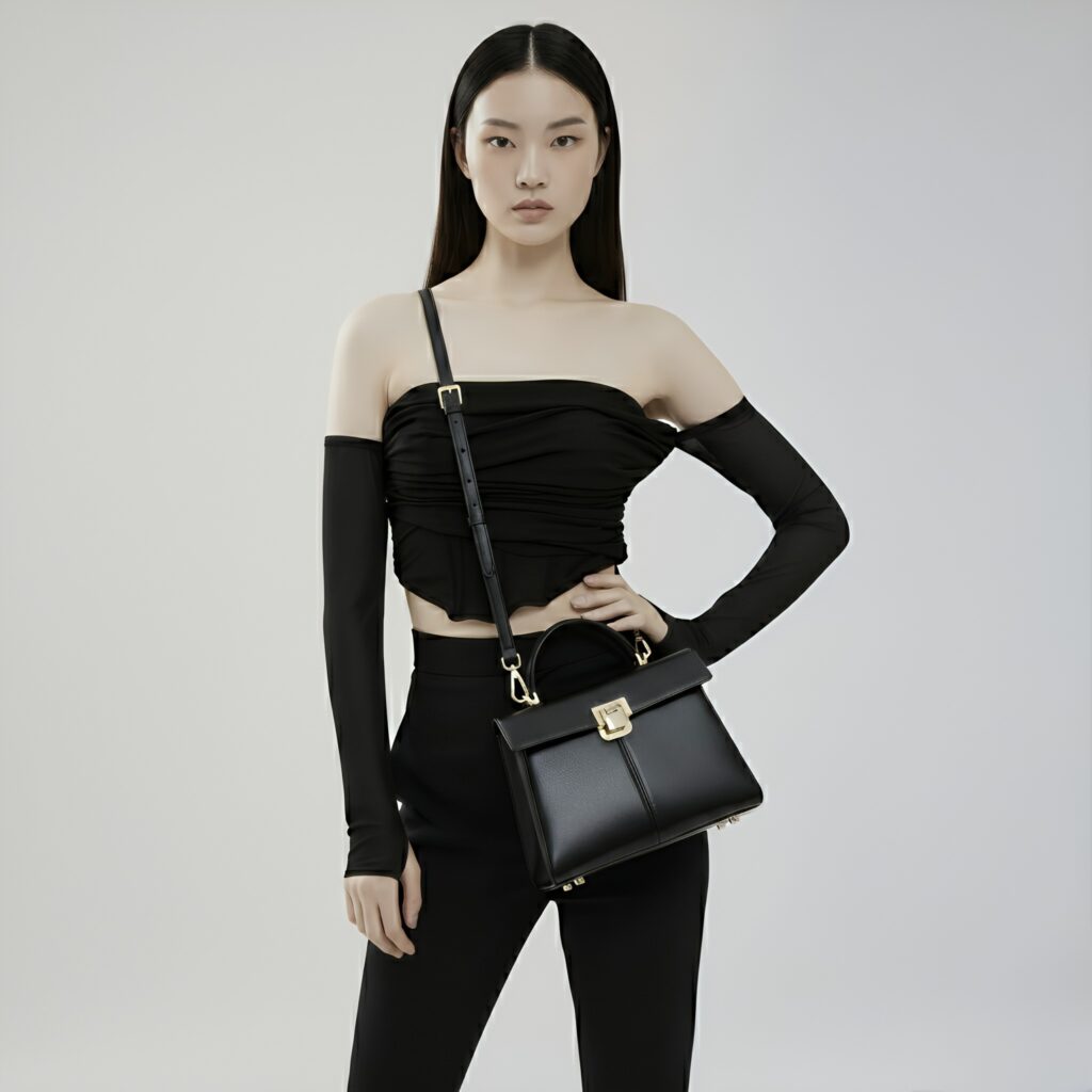 black genuine leather bag Lumis