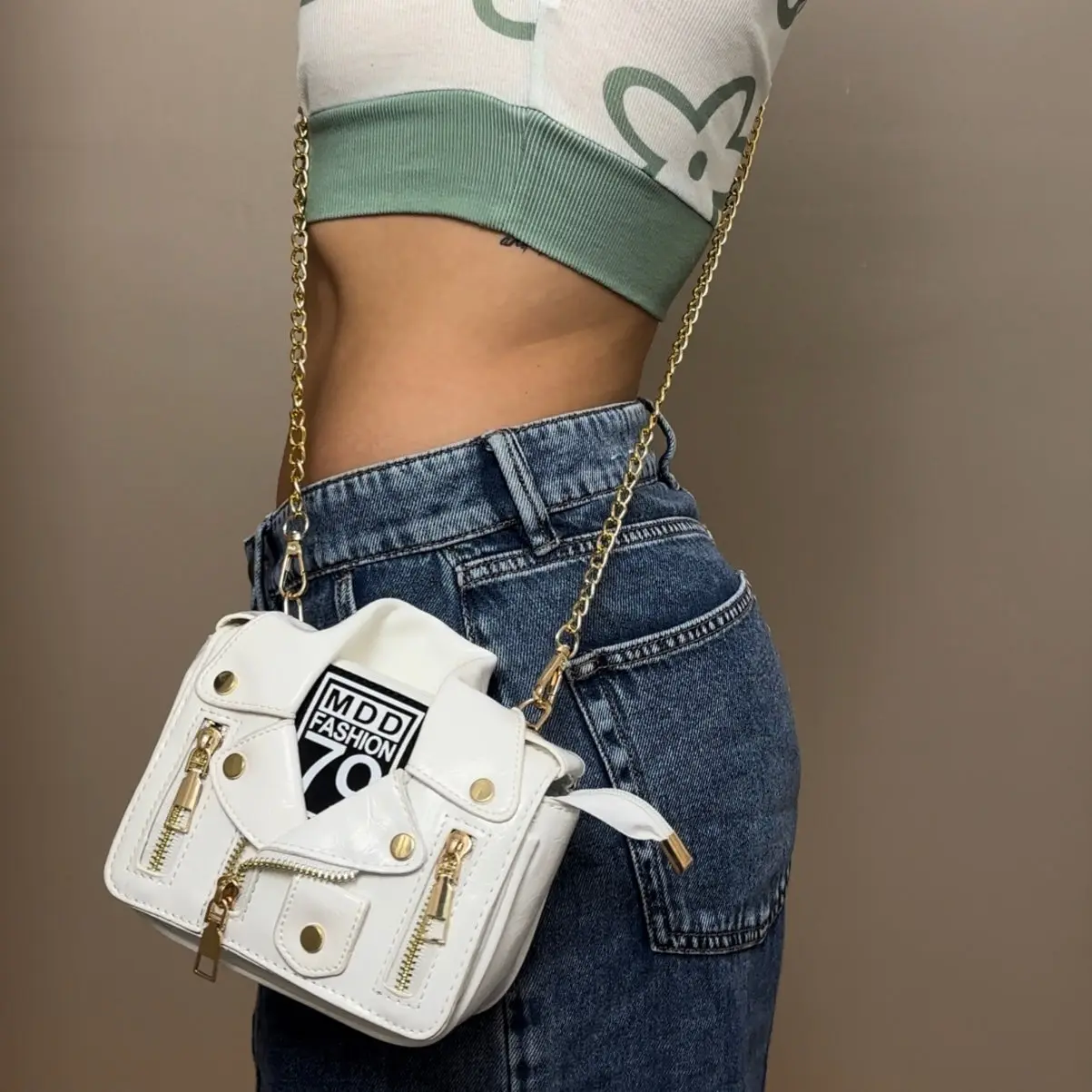 Nova Mini Vegan Leather Crossbody Bag with Chain Strap Nova Mini Vegan Leather Crossbody Bag with Chain Strap - Image 12