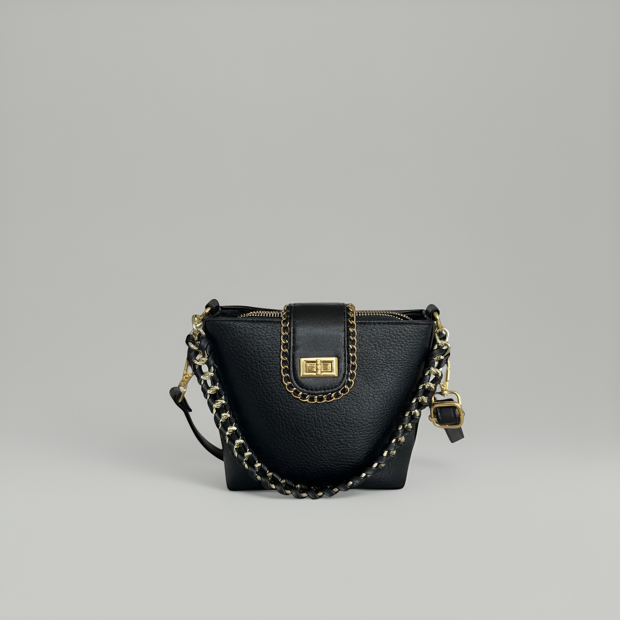 black cosmo chain crossbody bag
