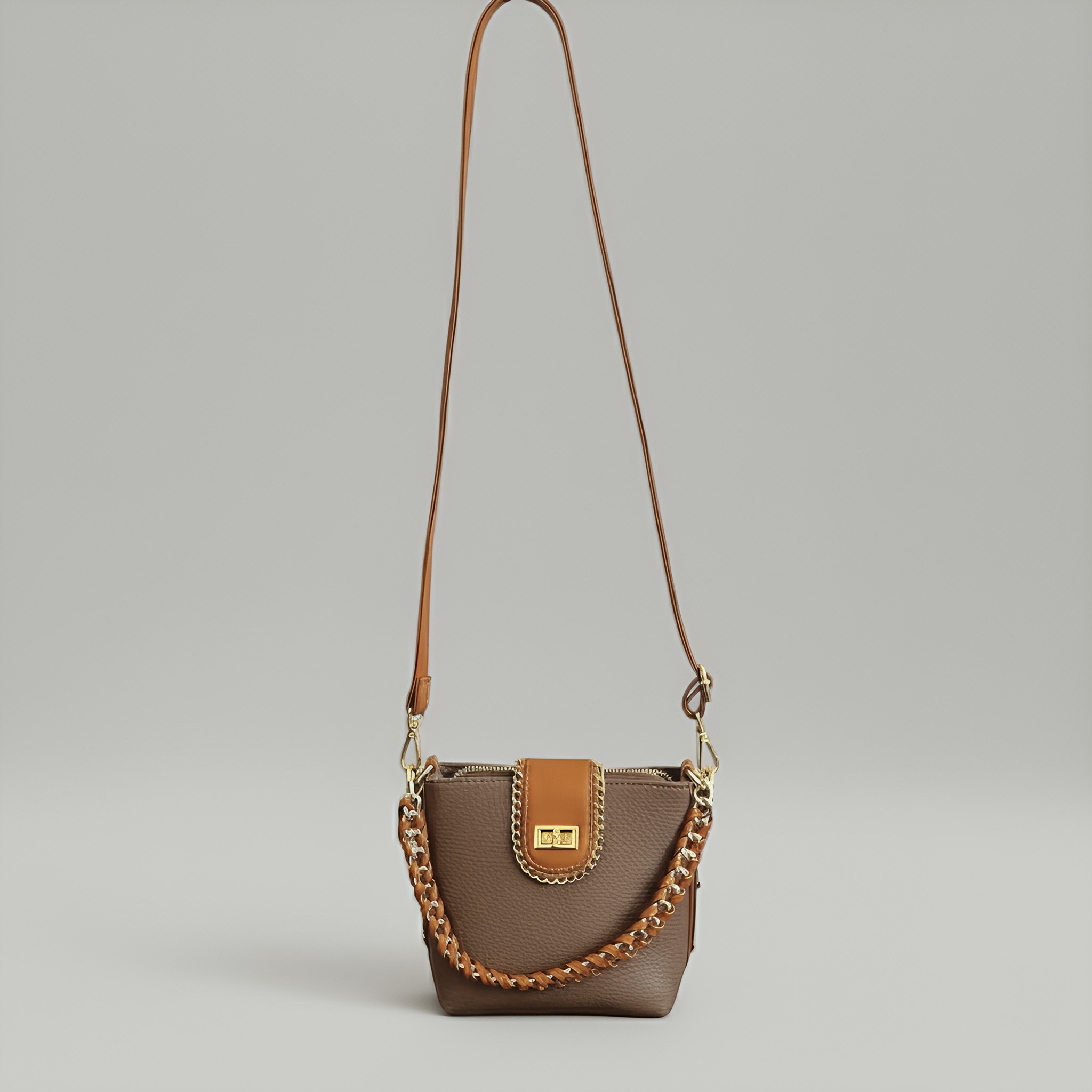 cosmo black shoulder bag – chain detail minimal leather purse